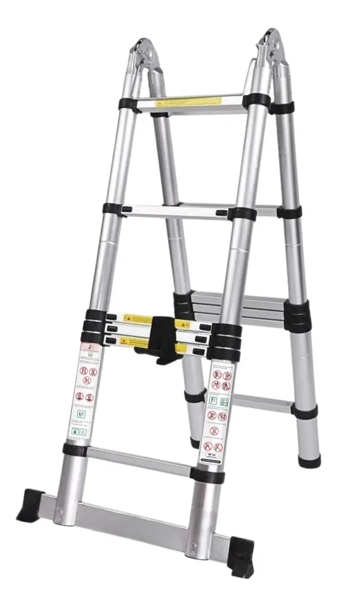 Escada Telescópica Multifuncional Inox JST 3,8m 12 Degraus Antiderrapante versao 2