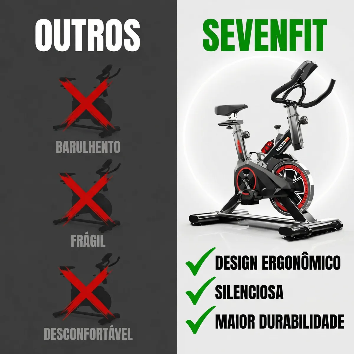 Bicicleta Ergométrica Fitness Para Cardio E Musculação Com Base Cor Preto E Vermelho 6kg Inercia Marca Sevenfit versao 2