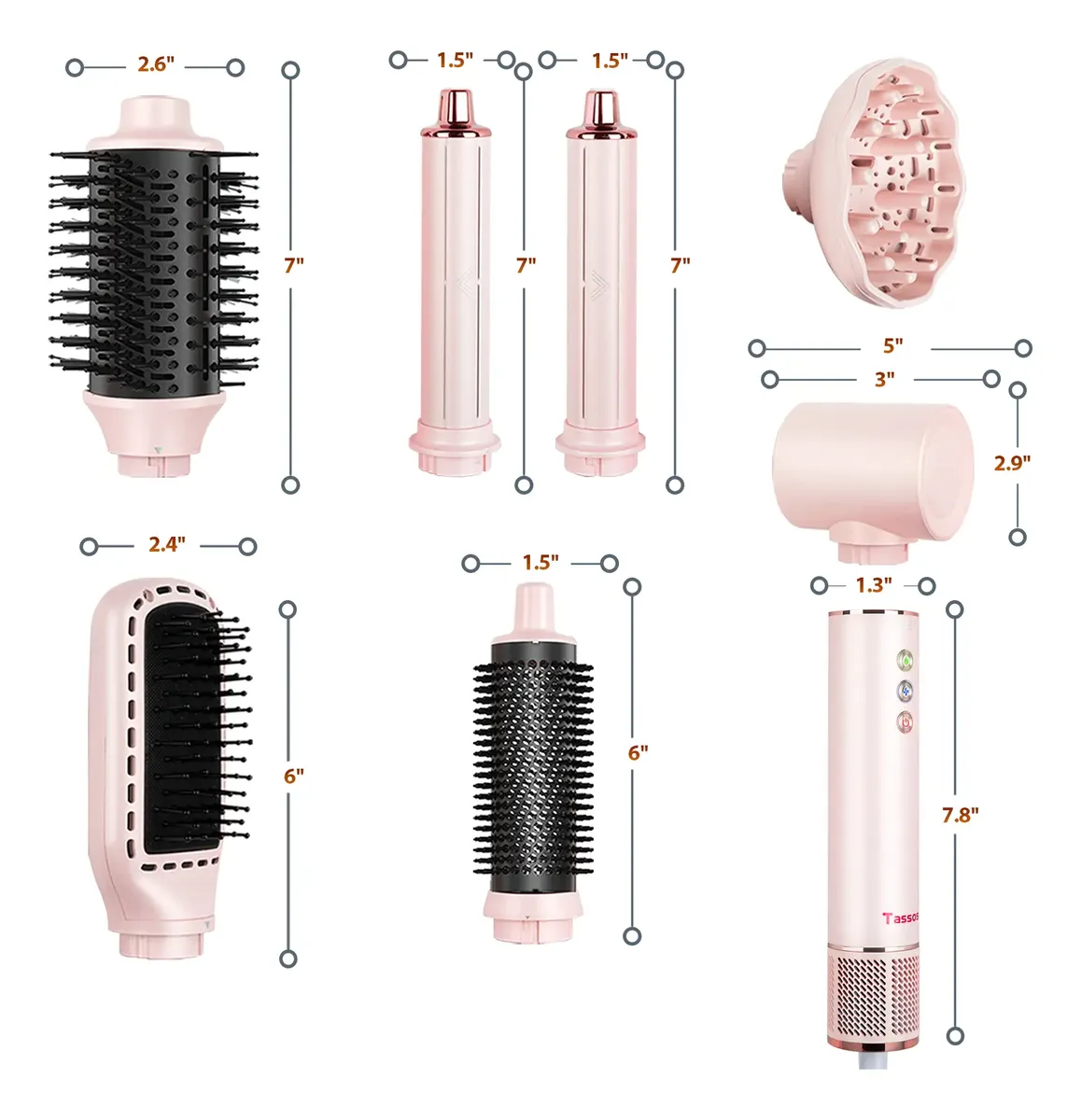 Secador De Cabelos Multifuncional 8 Em 1 110v/220v Rosa versao 2